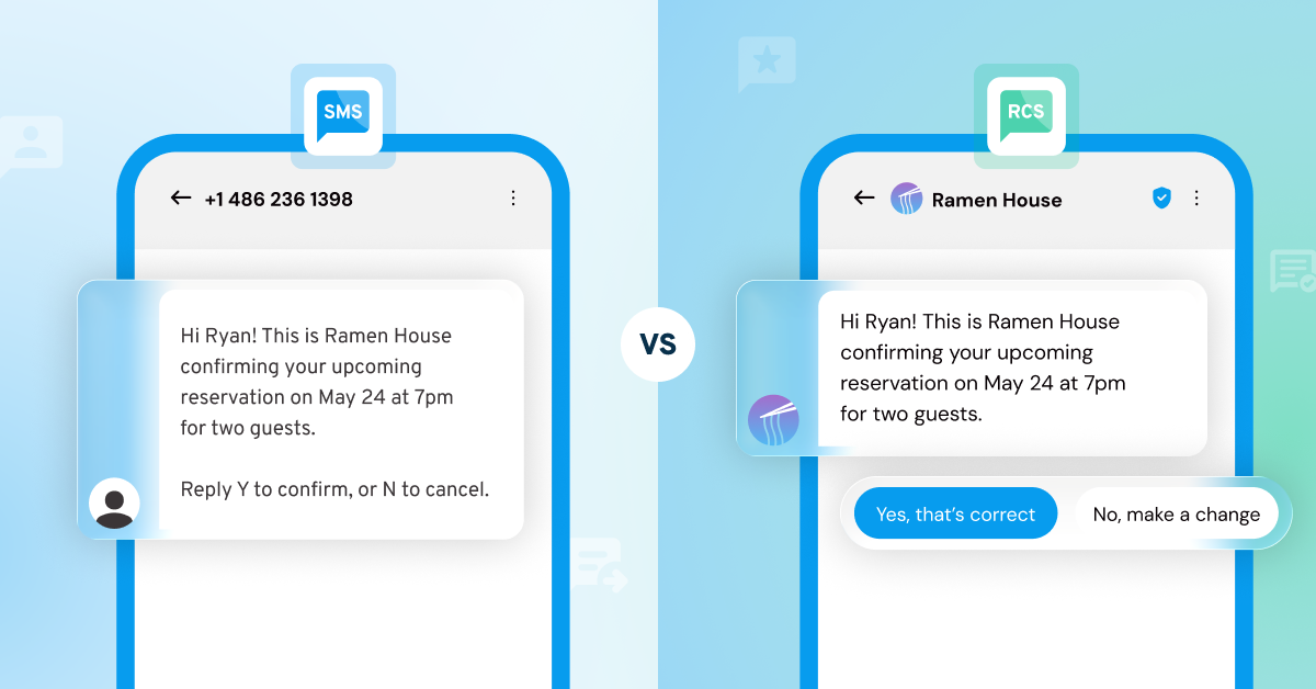 Image showing the same message in SMS and RCS experiences